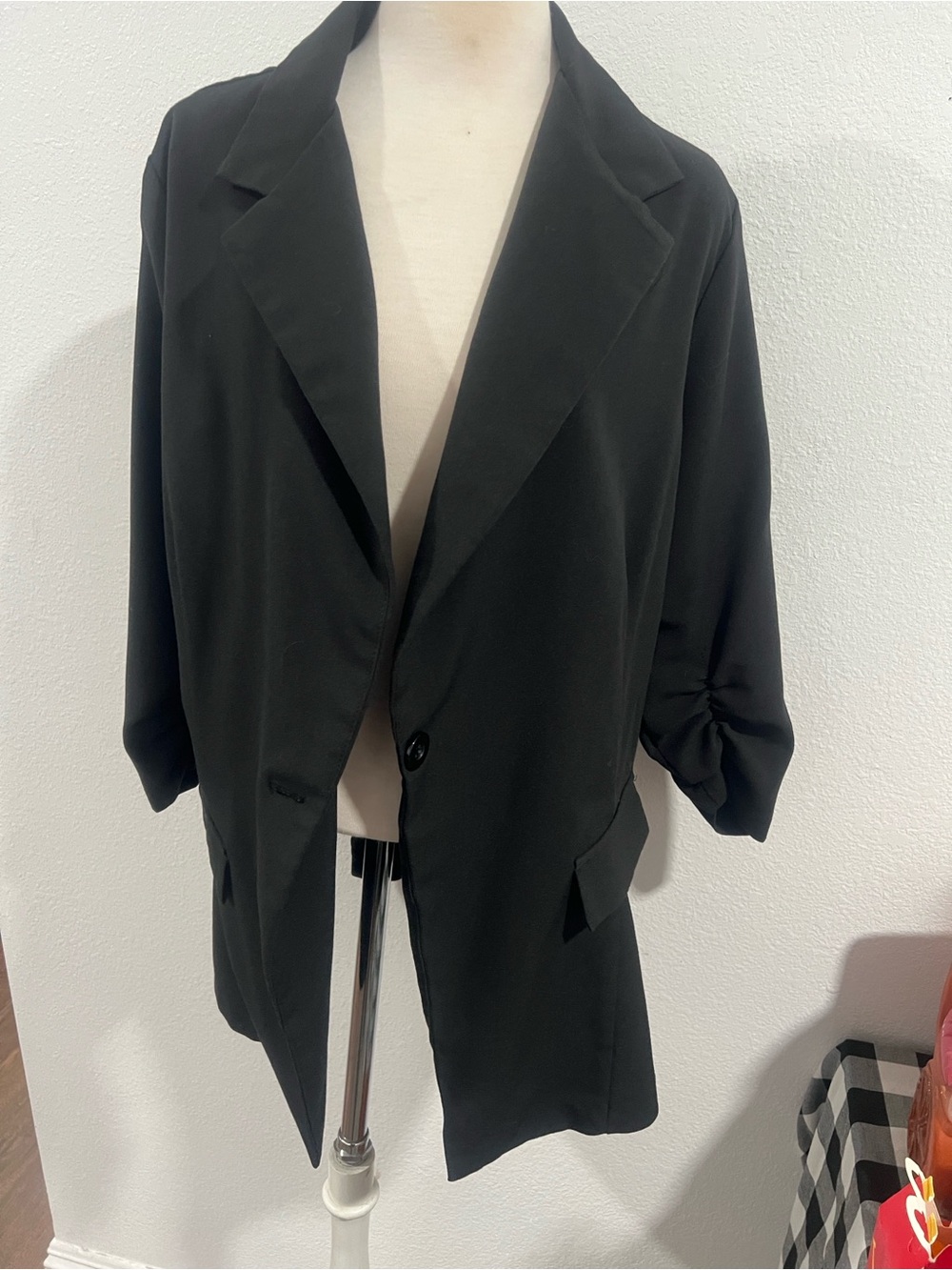Women's Black Single-Button Blazer Jacket